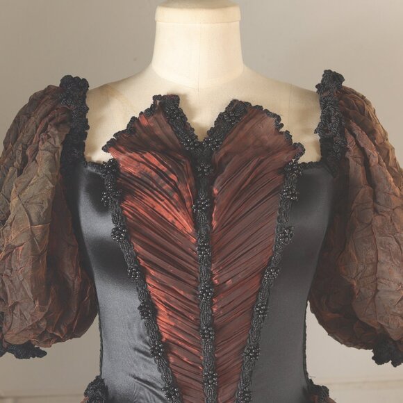 Stunning Black & Metallic Rust Evening Dress That Gives Fancy Wench Vibes - Picture 3 of 13